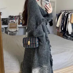 Long Alpaca Wool Sweater Coat, Women's Soft And Waxy Jacket, Hand Knit Sweater Cardigan, Loose Korean Style, Knitwear, Womens Clothing - Gray - View 1