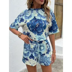Casual Long Sleeve Tie-dye Loose-fitting Loungewear Two-piece Set - 17Style-Xl - View 1