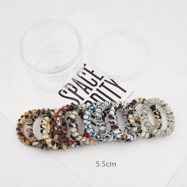 Candy colored Large Telephone Cord Hair Tie 10 Cans, High Elasticity, Not Easy To Break, Simple Restraint Hair Tie Leopard Canned - Shop at LoveMi