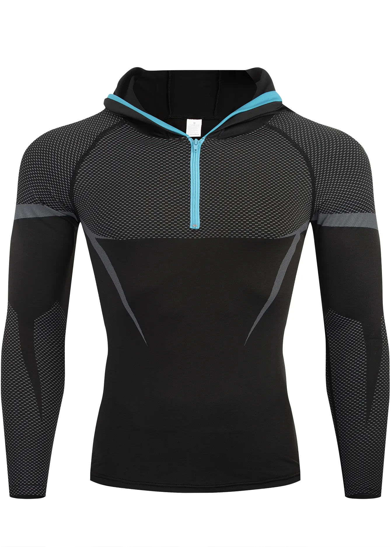 Men Half Zip Hooded Compression Long Sleeve