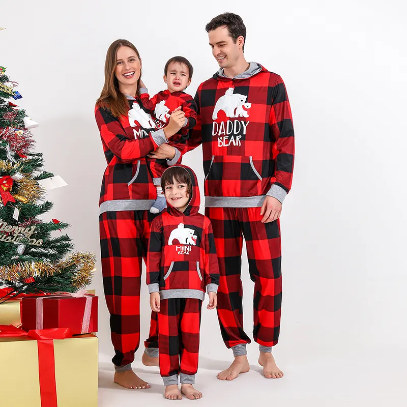 Family Faux Fur Christmas Print Parent-child Pajamas