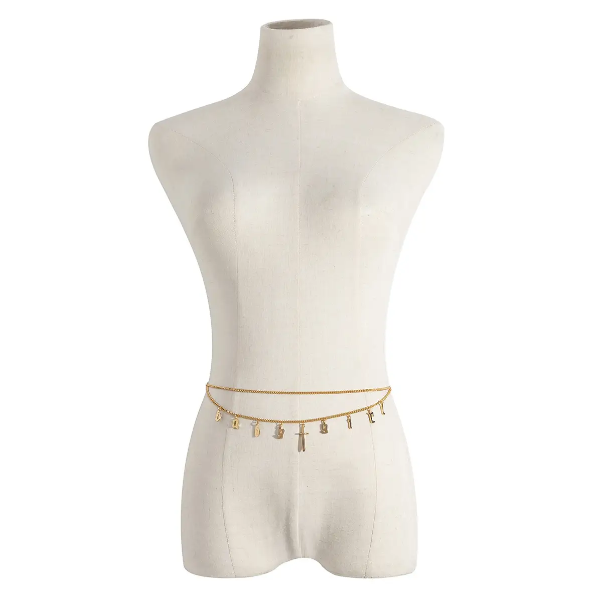 Simple Double-Layer Sword-Shaped Letter Tassel Waist Chain Sexy Chain Baby Geometric Body Chain