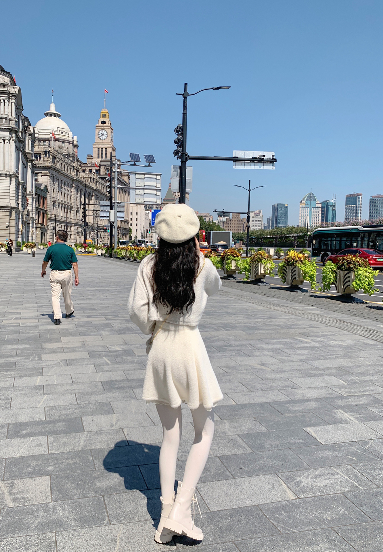 Women's Mink Velvet A-line High Waist Woolen Skirt