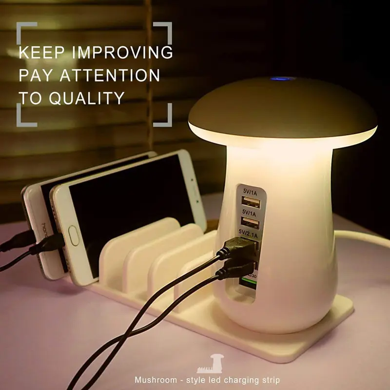 2 in 1 Multifunction Mushroom Lamp LED Holder USB