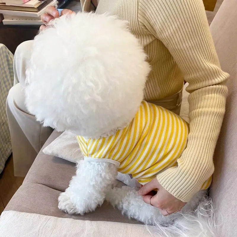 Summer Thin Pet Stripe Tank Top - Yellow