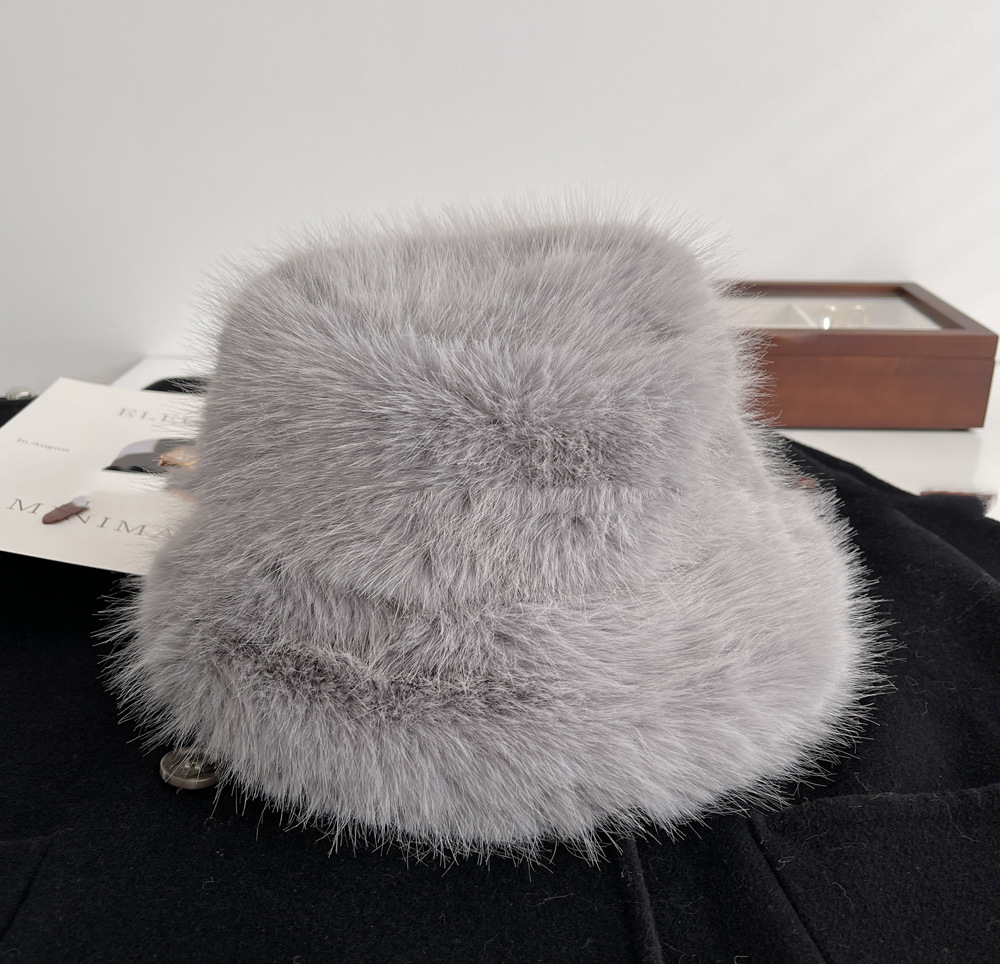 Fashion Women Autumn Winter Plush Bucket Hat Grey - Shop at LoveMi