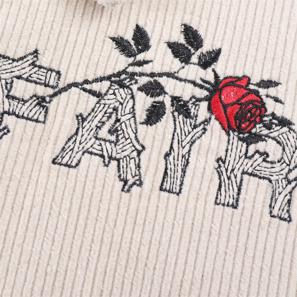 National Tide Rose Embroidered Jacket Men's Street Loose