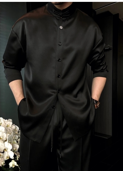 Loose Plate Button Fashion Shirt Set