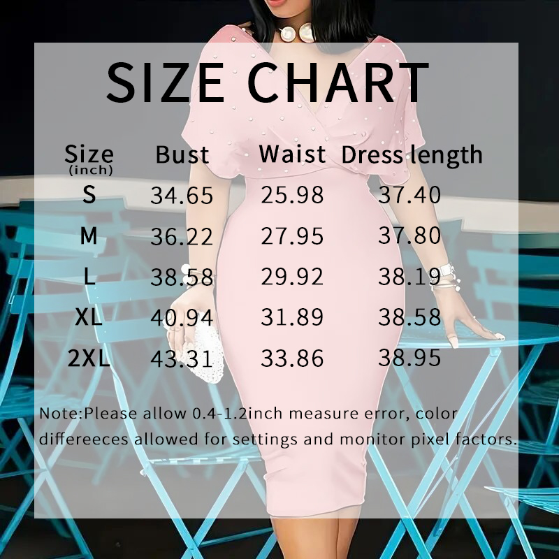 Women's Elegant Deep V Neck Wrap Bodycon Dress Back Zipper Pencil Midi Dress - Image 15