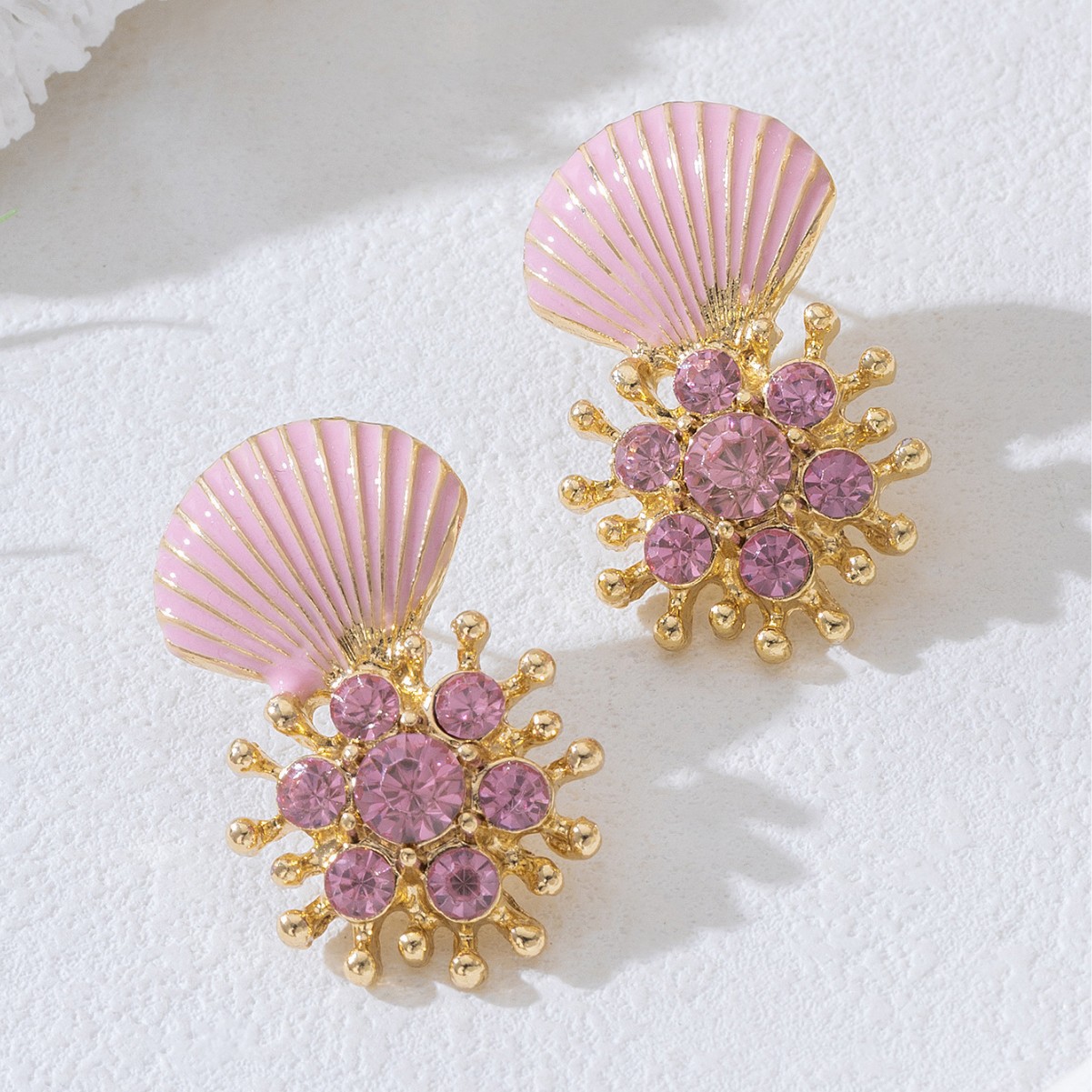 Sweet Color Enamel Shell Stud Earrings For Women, Fashion Versatile Designer Niche Ear Jewelry, Vintage Light Luxury High-End Elegant Daily Accessorie