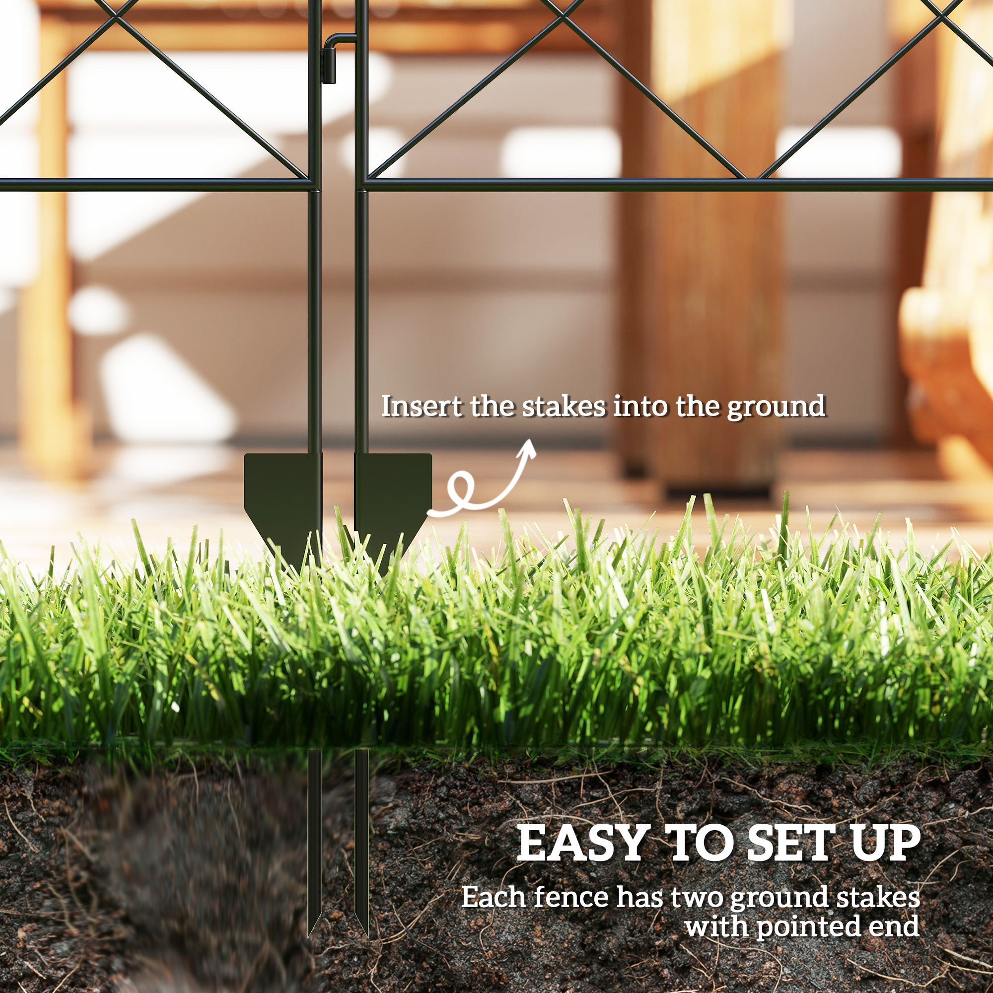 Steel Decorative Outdoor Pole Fence Board Set 4-piece Set