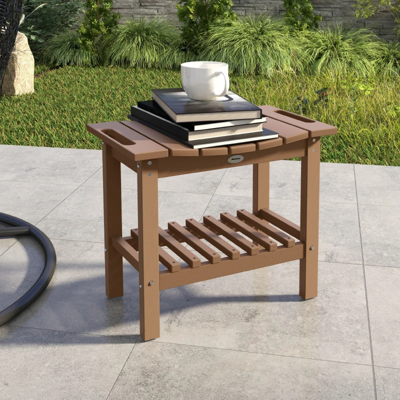 HDPE Shower Bench, Waterproof Shower Stool With Handle, Storage Shelf, Non-Slip Pads For Indoor Outdoor, Brown