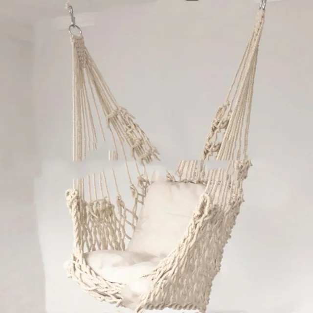 Bold Cotton Rope Mesh Hanging Chair Photography Outdoor Camping Dormitory Indoor White - Shop at LoveMi