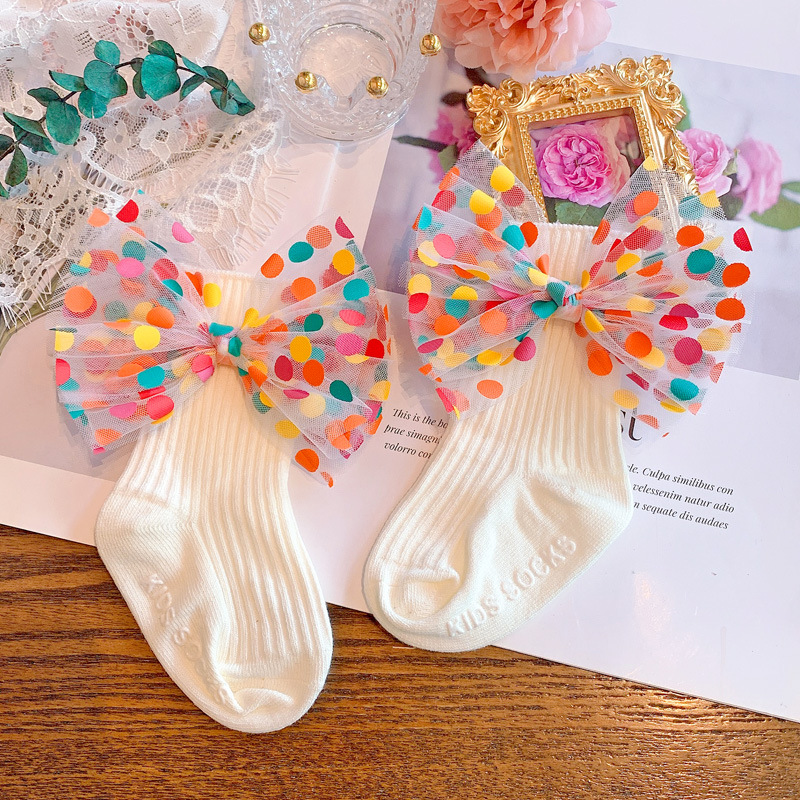 Title 2, Cute Big Bow Girl In Tube Knitted Cotton Socks