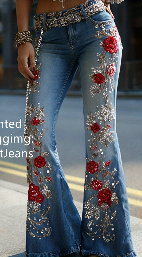 Comfortable And Simple Women's Wide-leg Pants, Floral Print Trousers