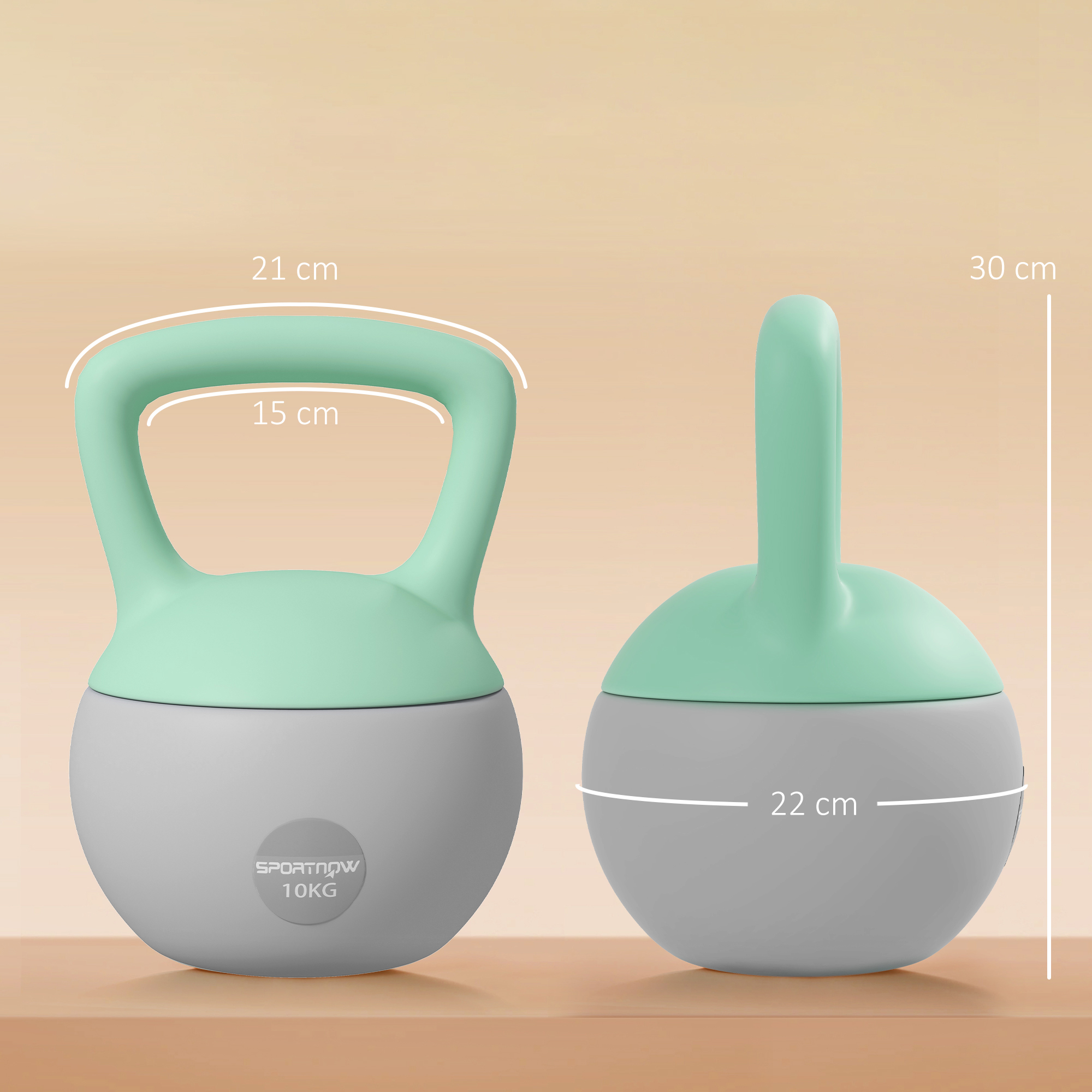 10kg Green Grey Soft Kettlebell With Anti Slip Handle, Suitable For Home