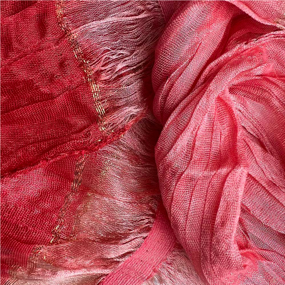 Red Metallic Polyester Scarf – Skinny Long Scarf With Silver Threads 66inchx9.4inch