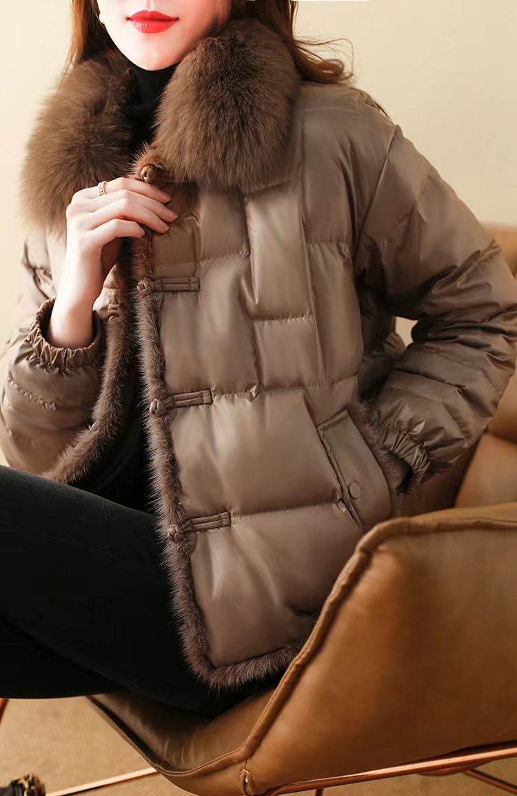 Large Fur Collar White Duck Down Thermal Jacket