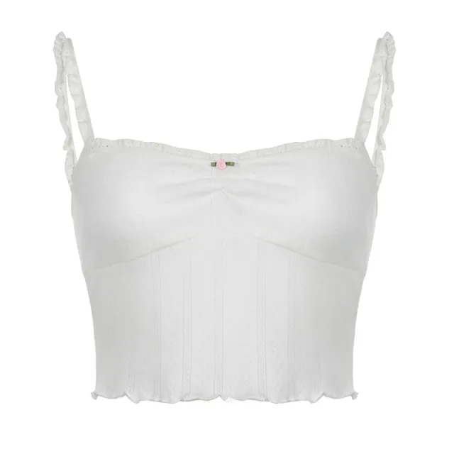 Slim Fit Flower Spicy Girl Top White - Shop at LoveMi
