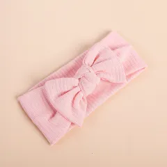 Baby Knitted Stretch Non-marking Bow Hair Tie - Light Pink - View 1