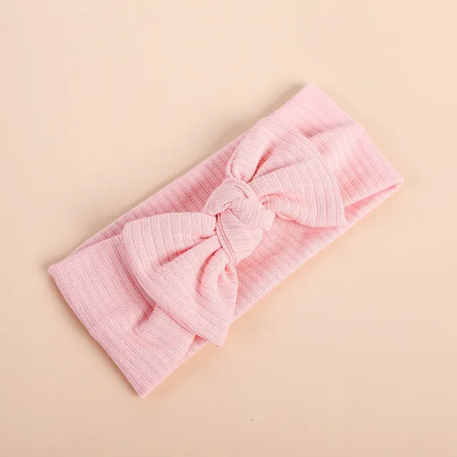 Baby Knitted Stretch Non marking Bow Hair Tie Light Pink - Shop at LoveMi