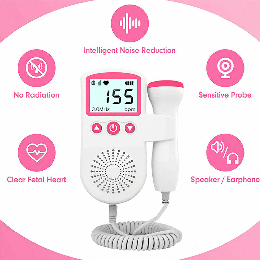 Fetal Doppler Detector Baby Heart Beat Rate Probe Prenatal Monitor Ultrasonic