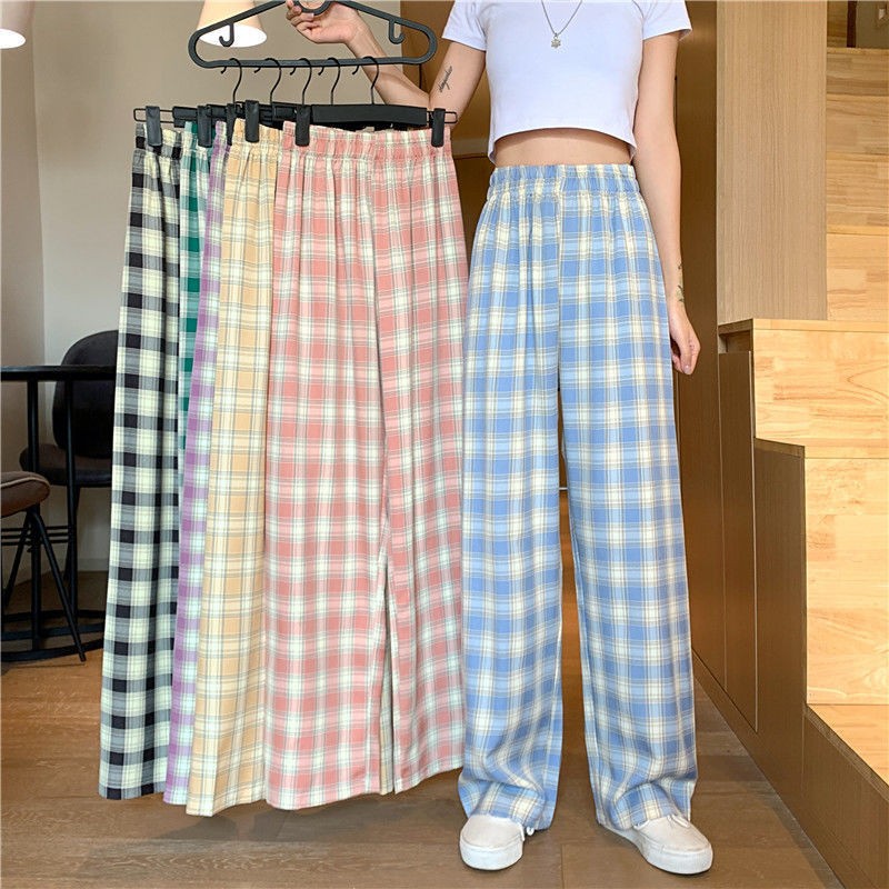 Title 7, Plaid Wide Leg Pants Women Casual Pants