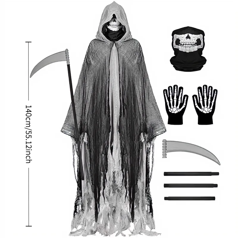Halloween Grim Reaper Cloak Costume Set with Mask