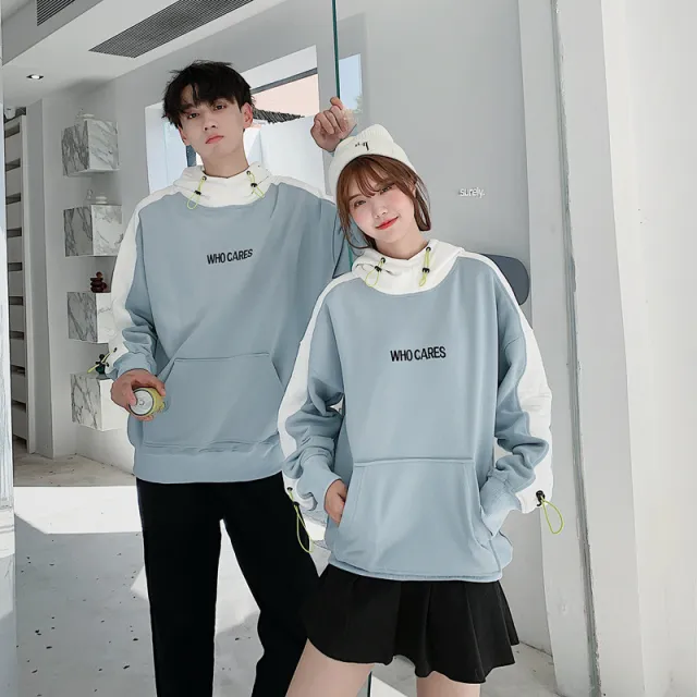 New Contrast Color Stitching Letter Pullover Hooded Loose Sweater Picture Color L - Shop at LoveMi
