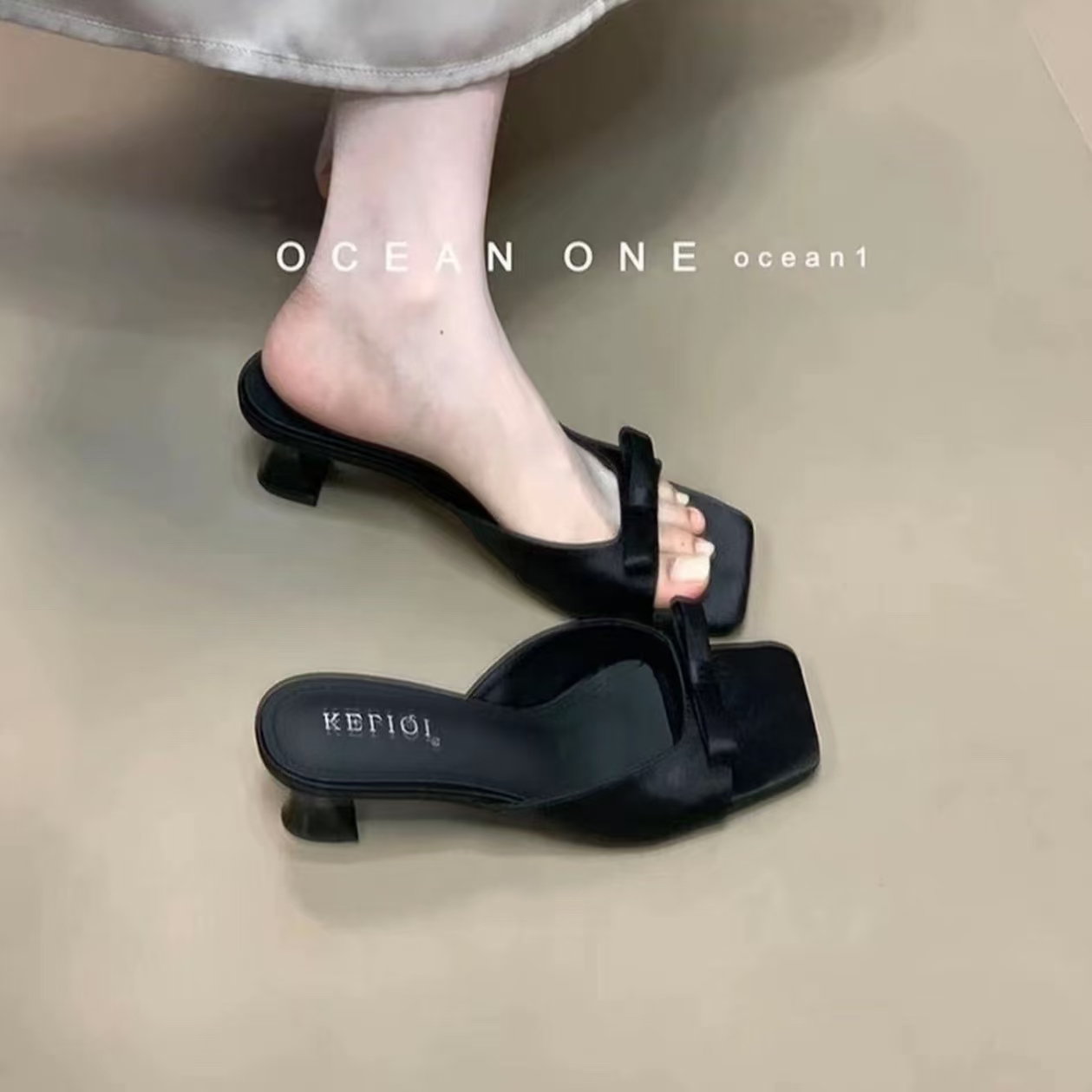 Women's Summer Outdoor Slide Slippers, Elegant Open Toe Sandals, Stunning Bow High Heels product image