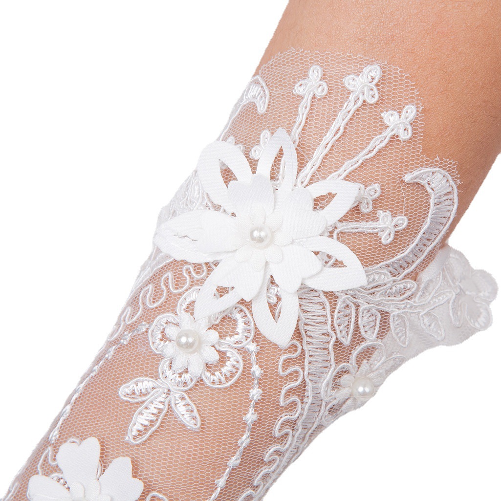 Title 1, Wedding Bride Fingerless Gloves Short Lace