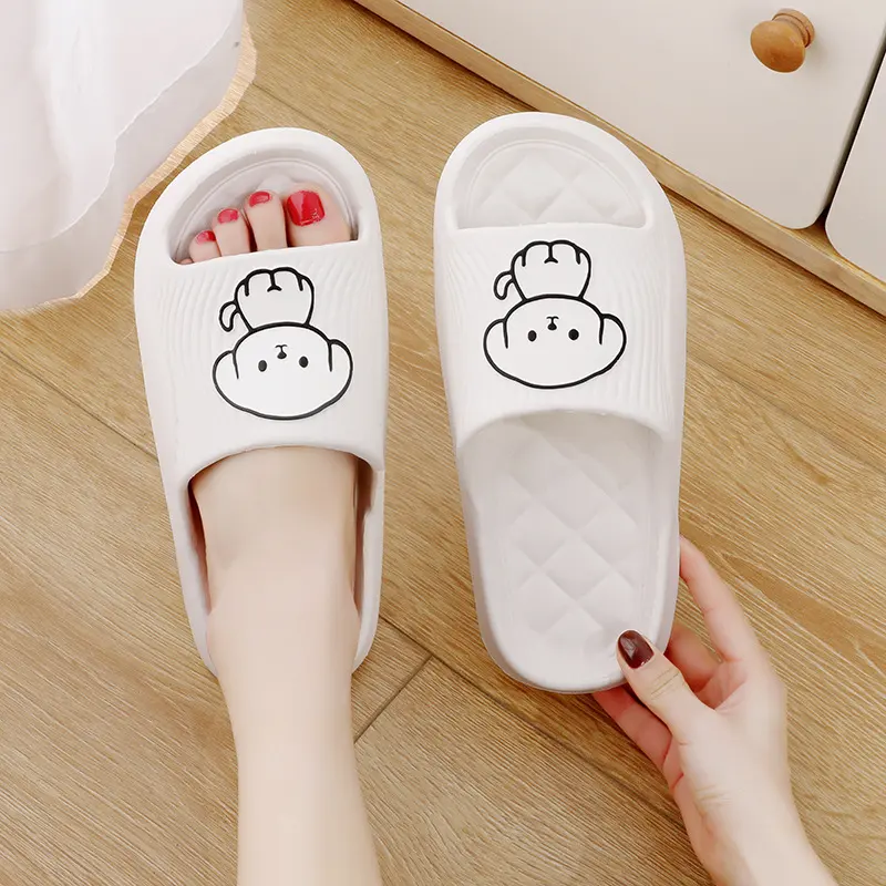 Cute Cartoon Dog Slippers Summer Solid Color Non-slip Rhombus