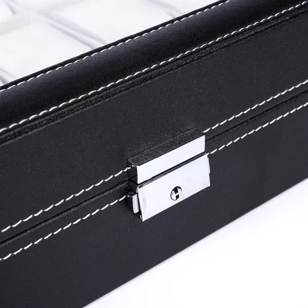 24 Slot Elegant Portable Black Watch  Box Case Organizer For Storage Display Holds Watches Jewelry For Men Women