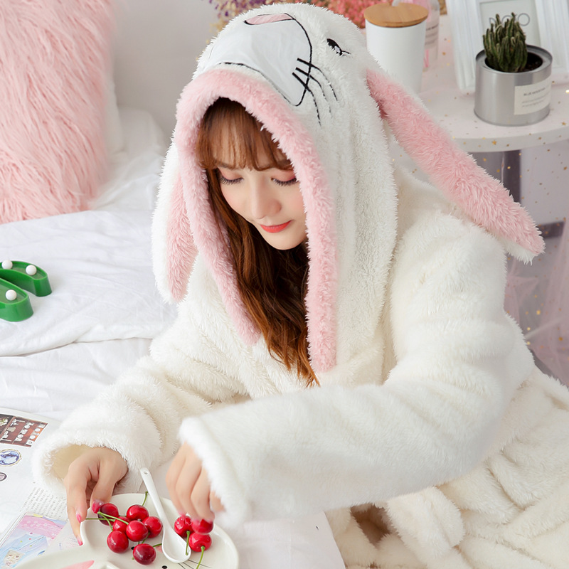 Title 1, Bathrobe Flannel Nightgown Women Winter Plush T...