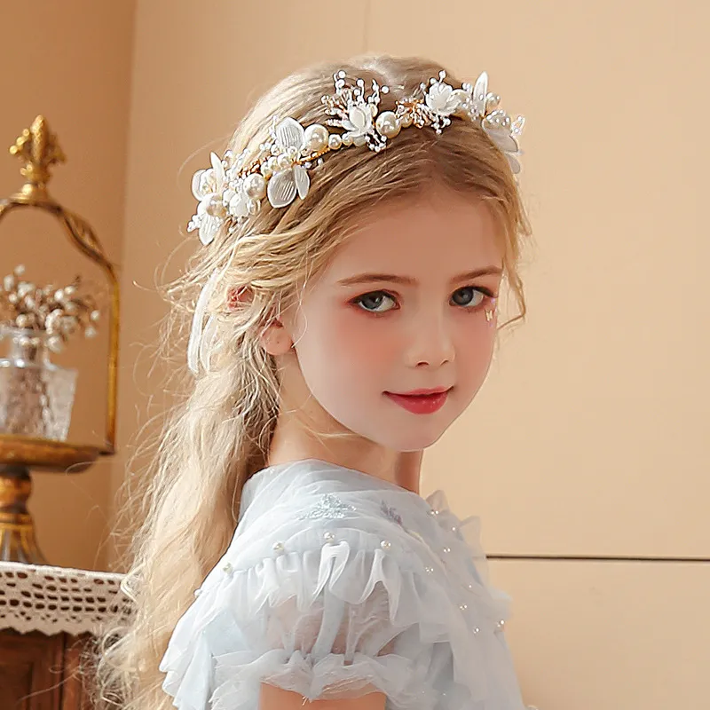 Children's Wreath Head Ornament Head Flower Ornament - White