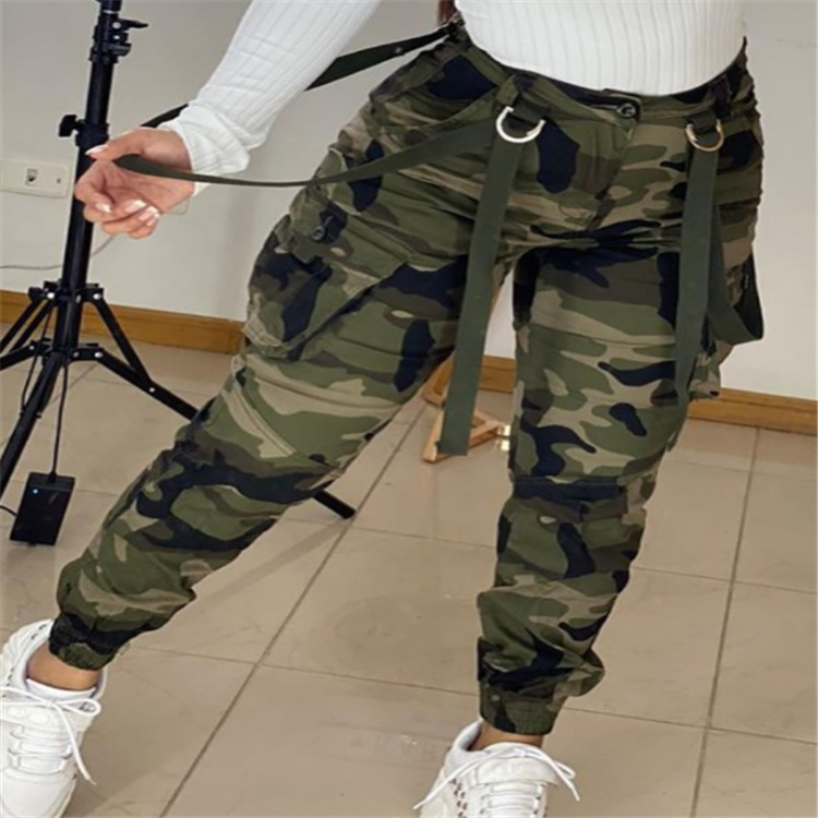 Women's New Camouflage Webbing Pencil Pants Army Green - Shop at LoveMi