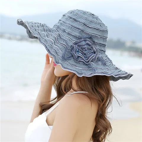 Women's Summer Sunscreen Travel UV Protection Beach Hat Grey - Shop at LoveMi