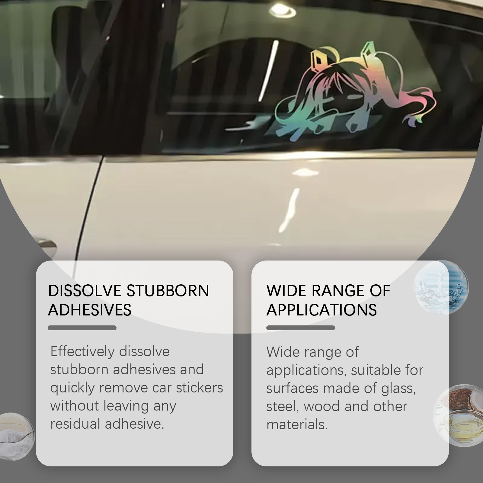 HOMONTH Car Sticker Adhesive, Car Glass And Paint Surface Self-adhesive Sticker Cleaner 4