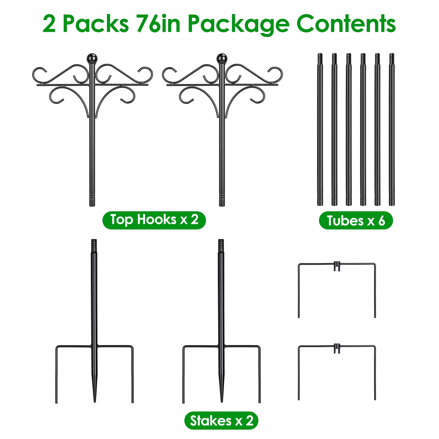 2 Packs Heavy Duty Double Shepherds Hook Bird Feeder Pole Garden Hanging Holder For Bird Feeder Garden Plant Lantern For Outdoor Garden Patio