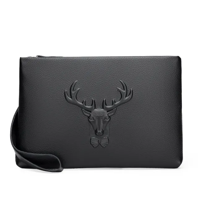 First Layer Cowhide Envelope Men's Clutch Bag Deer Head - Shop at LoveMi