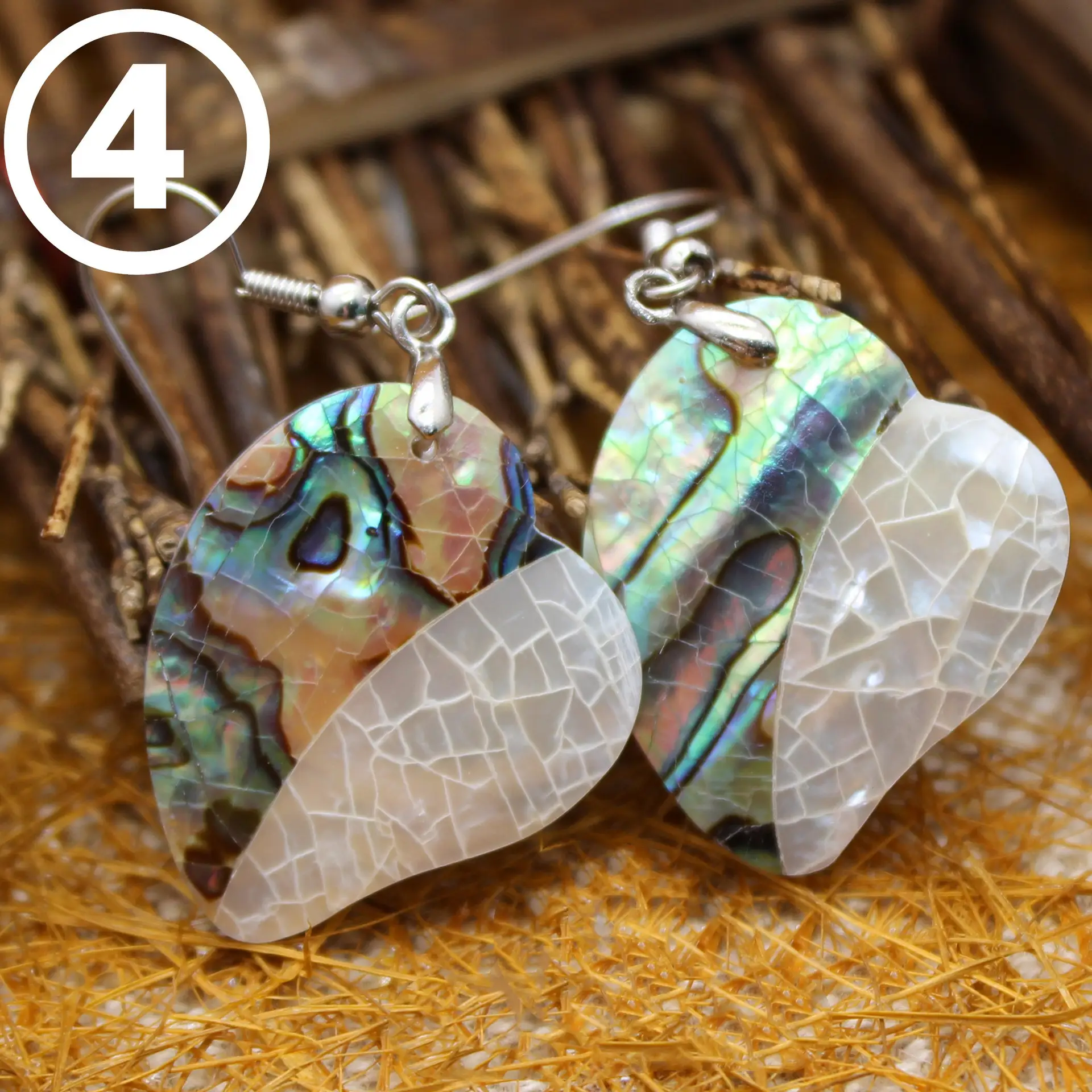 Vacation Style Shell Drop Shape Abalone Shell White Shell Splicing Earrings