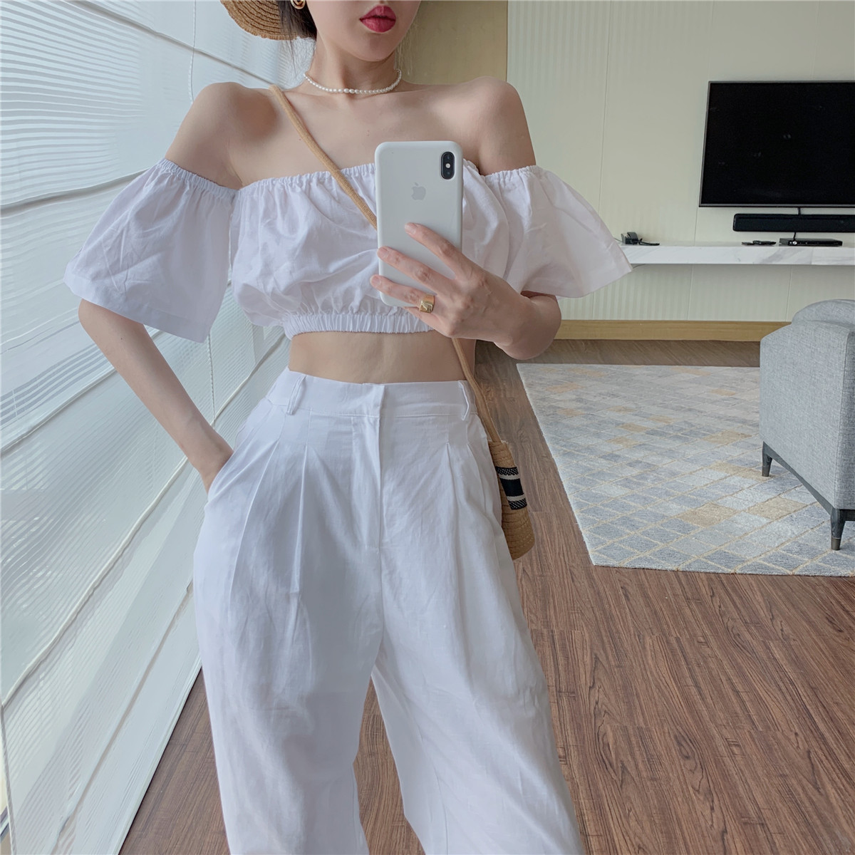 One-shoulder Slim Short-sleeved Shirt Women's Summer