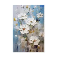 Handmade Oil Painting Canvas Wall Art Decoration 3D Texture Thick Oil White Flowers Modern Abstract For Home Room Decor - Without Inner Frame - View 1