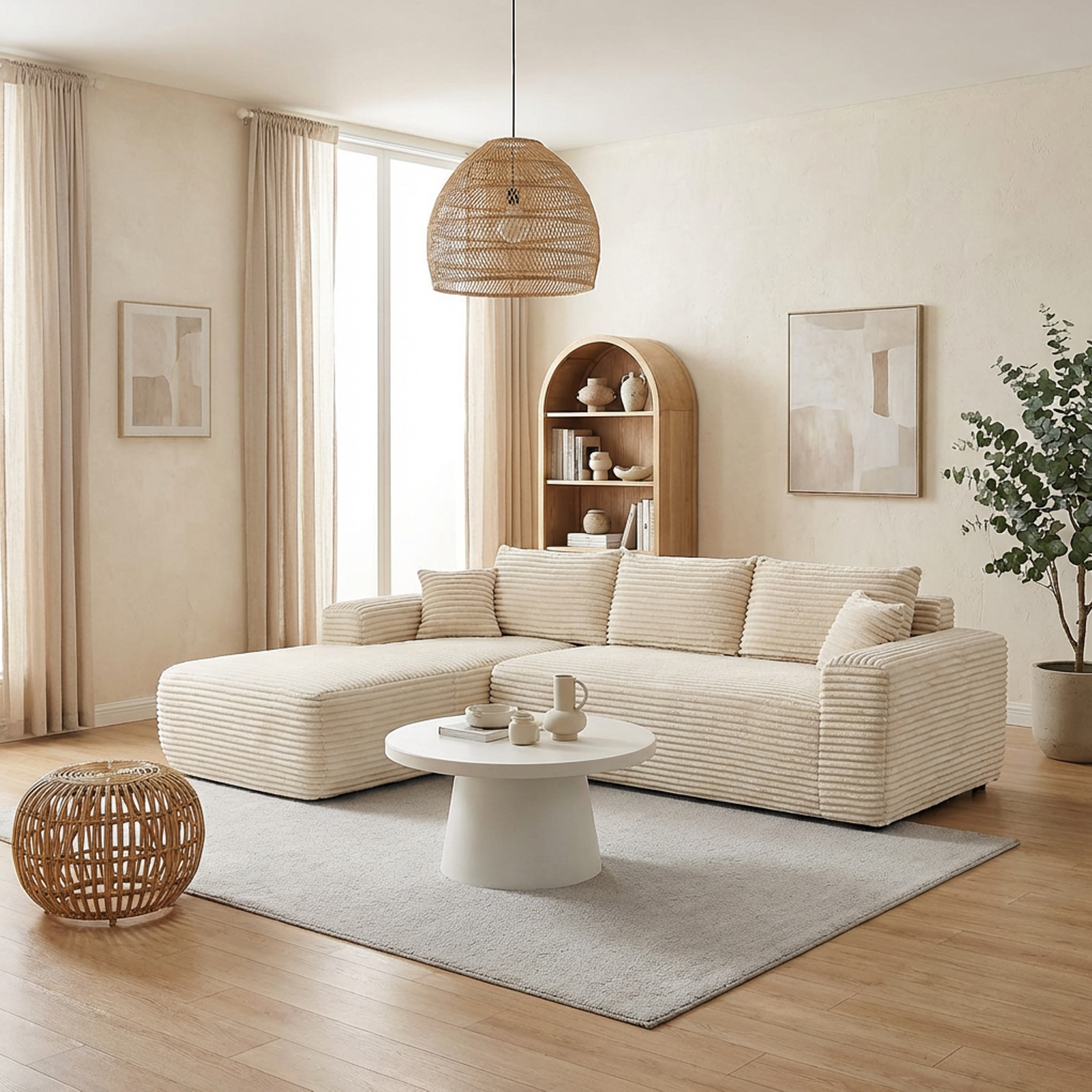 YM3116250005811& YM3116250006111 Combination Products Are Not Sold Sep-L Shape Modular Sectional Couch Spacious Comfortable 2 Seater Sofa With Pillows For Living Room Office No Assembly Required Beig
