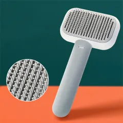New Pet Cat Dog Hair Brush Hair Massage Comb Open-Knot Brush Grooming Cleaning Tool Stainless Steel Comb - Grey - View 1
