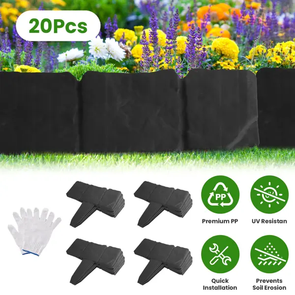 Plastic Lawn Edging, Interlocking Garden Landscape Border