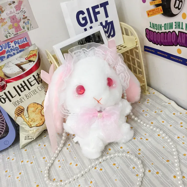 Lace Doll Messenger Plush Bag Girl Heart Pink - Shop at LoveMi