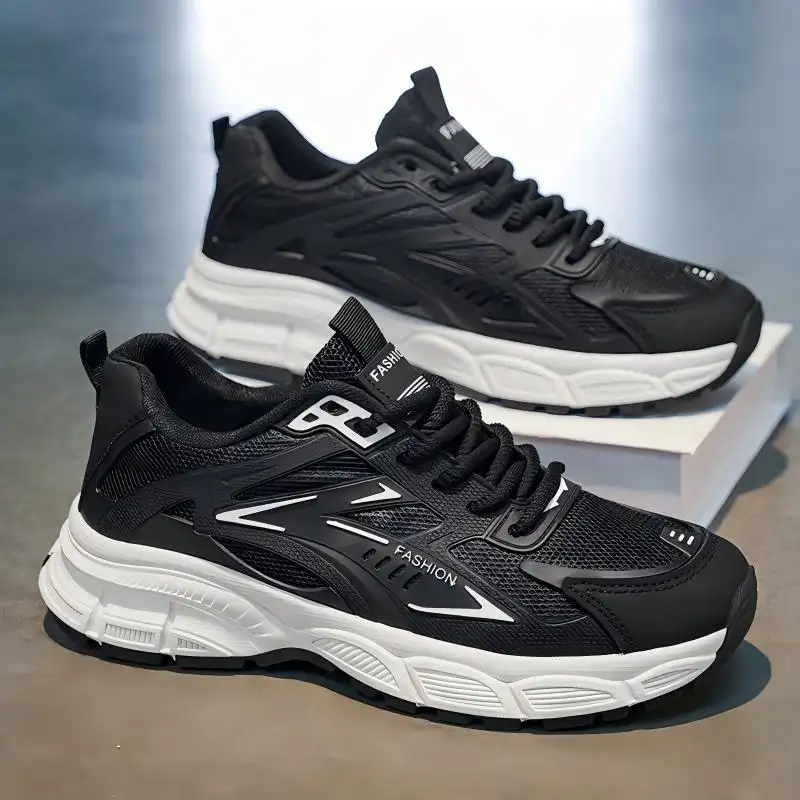 New Men's Light Hollow Breathable Non-slip Dad Sneakers, Versatile Casual Shoes For Students