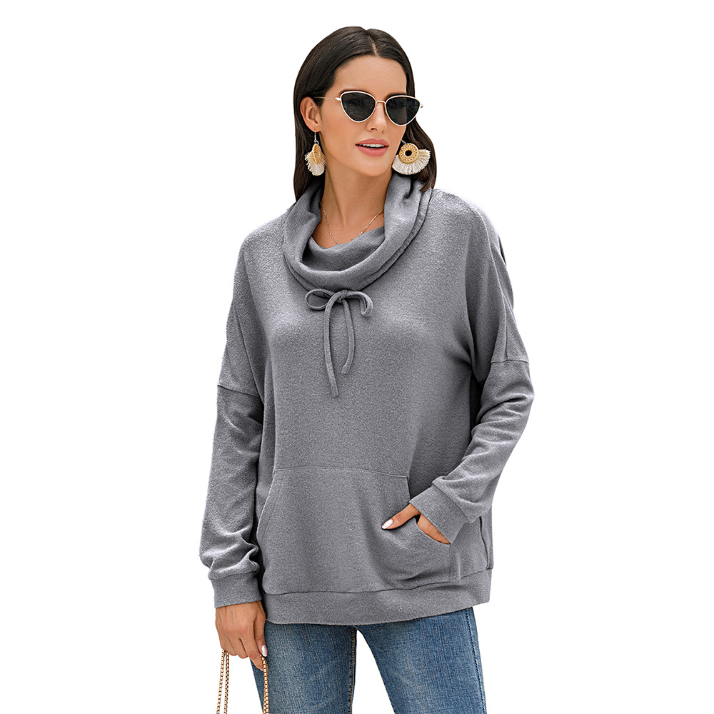 Women's Cashmere Loose Long Sleeve Solid Color Pullover Sweater Grey - Shop at LoveMi