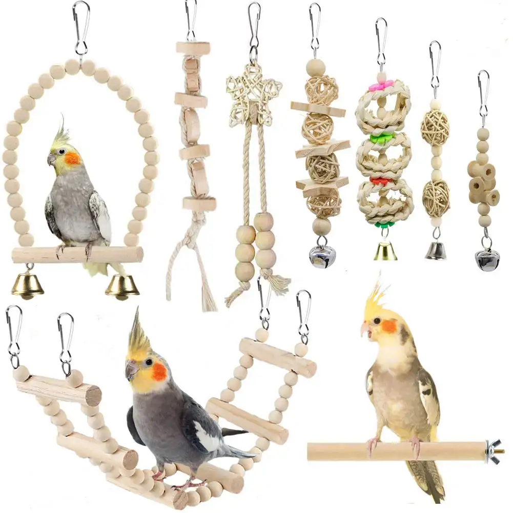 Bird Parrot Swing Toys, Chewing Standing Hanging